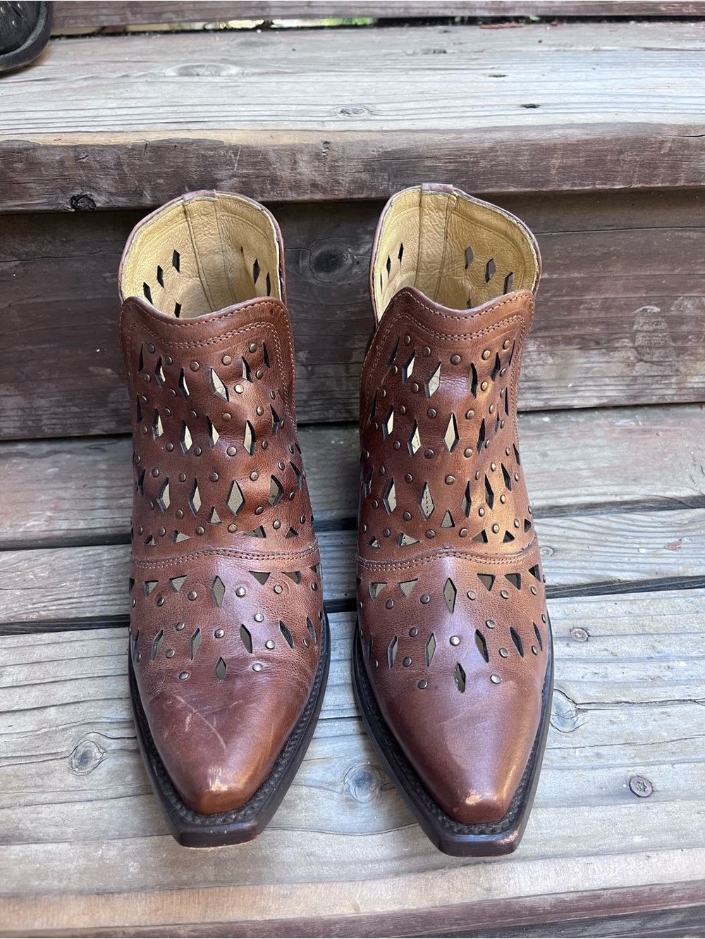 Ariat Brown Leather Perforated Ankle Booties